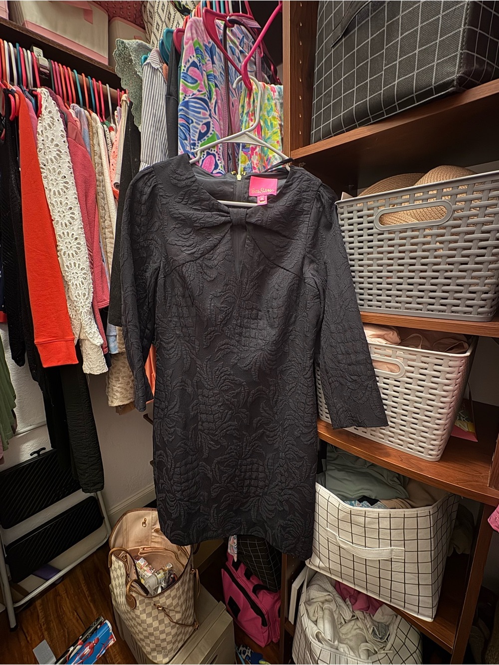 Lilly Pulitzer Black Textured Bow-Front Dress